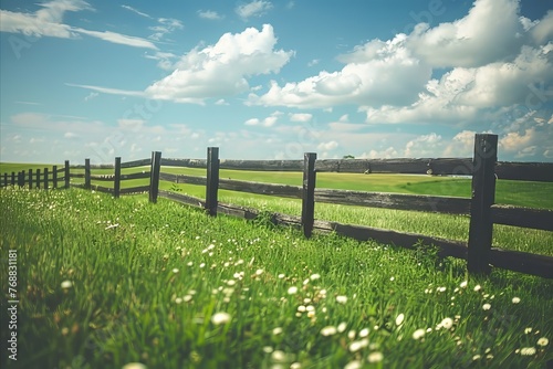 country field with farm wooden 