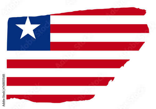 Liberia flag with palette knife paint brush strokes grunge texture design. Grunge brush stroke effect
