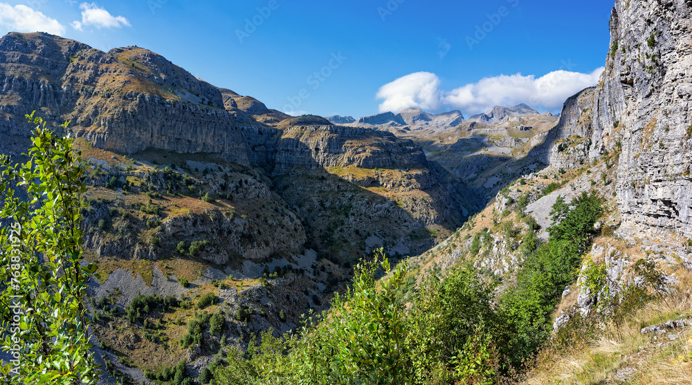 View of the Megas Lakkos Gorge in Zagori, Epirus, Greece