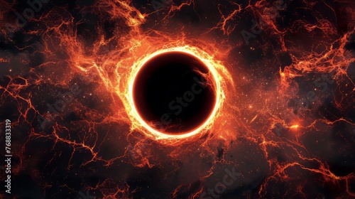 Space and black hole backdrop.