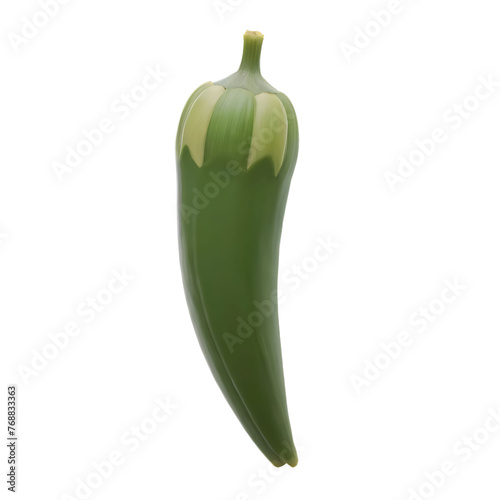 Okra Isolated 3d render Illustration
