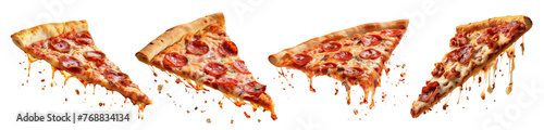 Set of delicious pizza slices, cut out photo