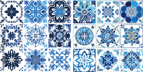 Traditional arabic and indian pottery tiling seamless patterns fabric wall interior cloth vector se