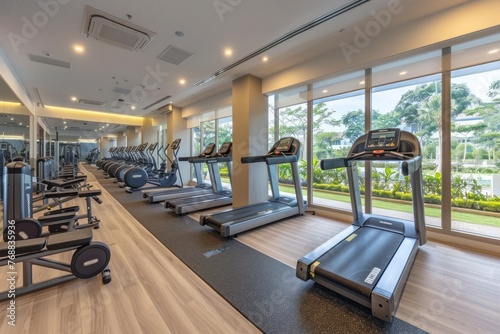 A well-equipped gym centered around fitness and wellness