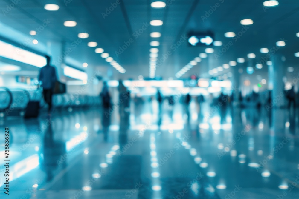 Abstract airport interior blur with travellers