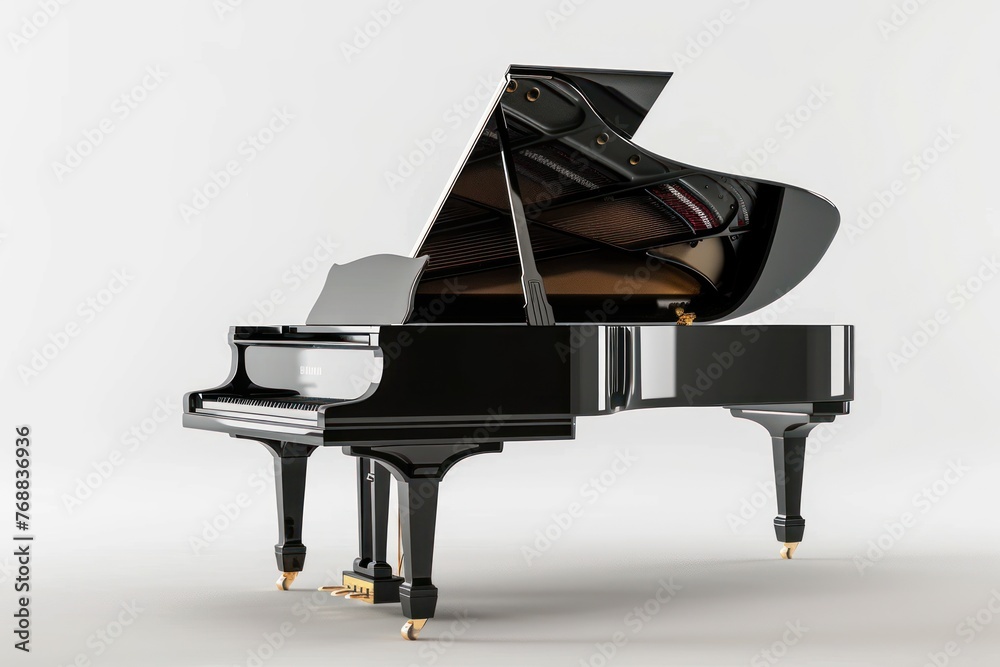 Black grand piano Isolated on white background Black grand piano Isolated on white background