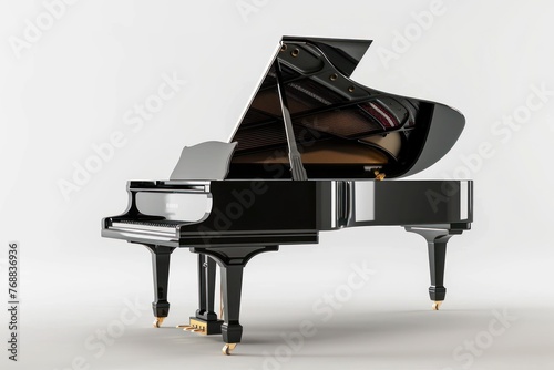 Black grand piano Isolated on white background