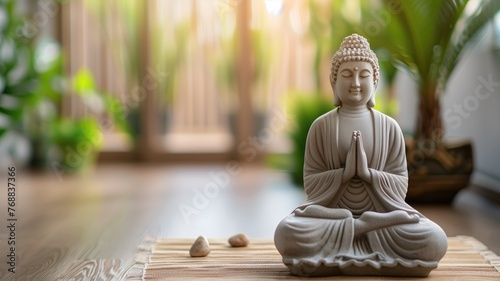 Serene Buddha statue in meditation pose  promoting tranquility and peace