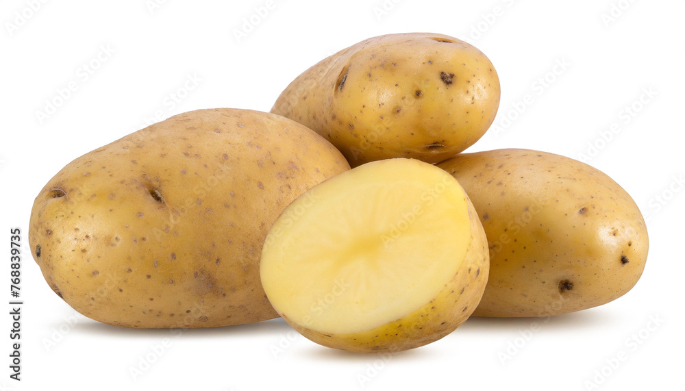 Fresh potatoes isolated on white background. Clipping Path. Full depth of field Fresh potatoes isolated on white background. Clipping Path. Full depth of field