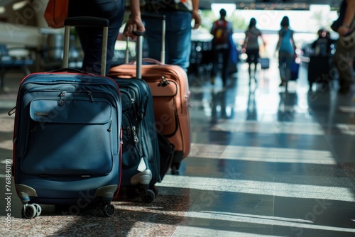 Group of people with suitcases at the airport