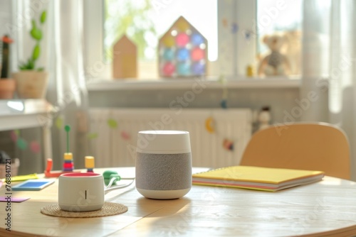 wireless speaker on table in children room