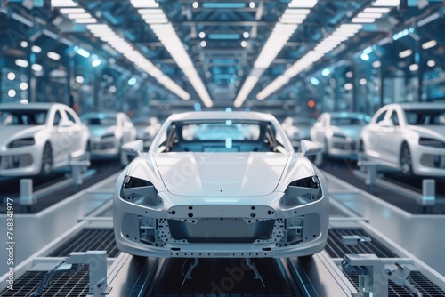 Robot assembly line in car white modern factory © Igor