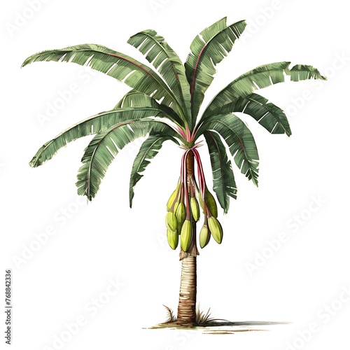 Palm plant tree isolated. Musa acuminata banana photo