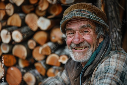 woodcutter man smile, virile worker