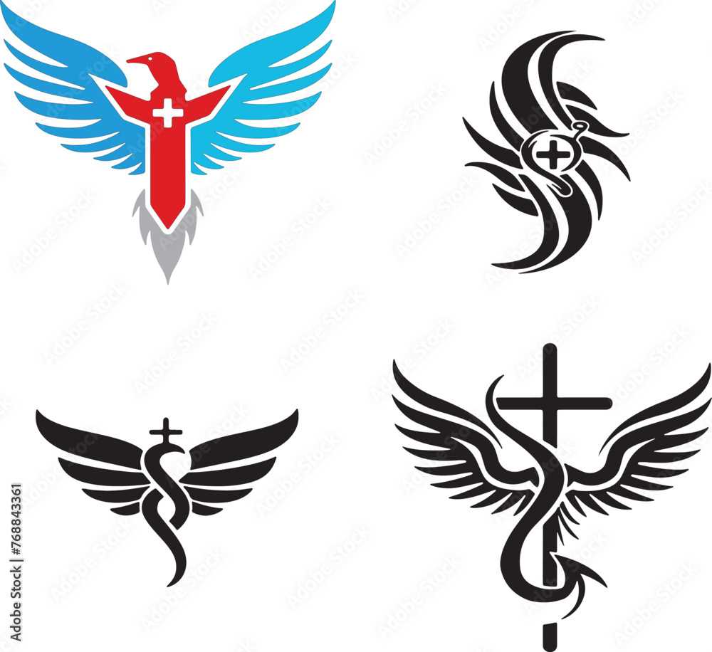 Fototapeta premium Simple logo of hospital black and white background