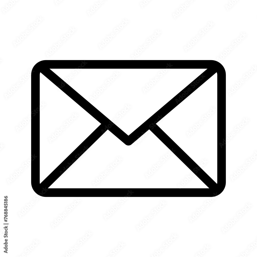 Envelope icon in black, outline style and transparent background Envelope icon in black, outline style and transparent background