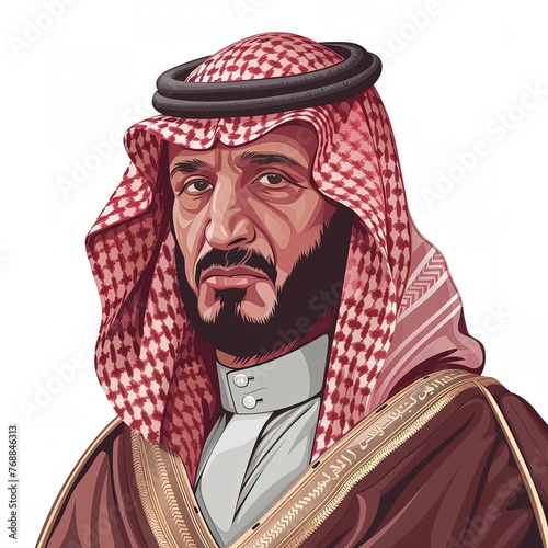 close-up portrait of a Saudi Gulf Arab man wearing a traditional ghutra and bisht photo