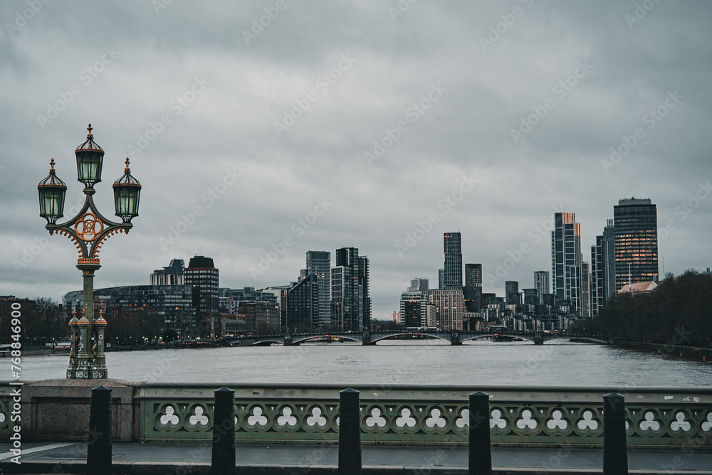 Lambeth Bridge in London Crossing River Thames Near City Lambeth Bridge in London Crossing River Thames Near City