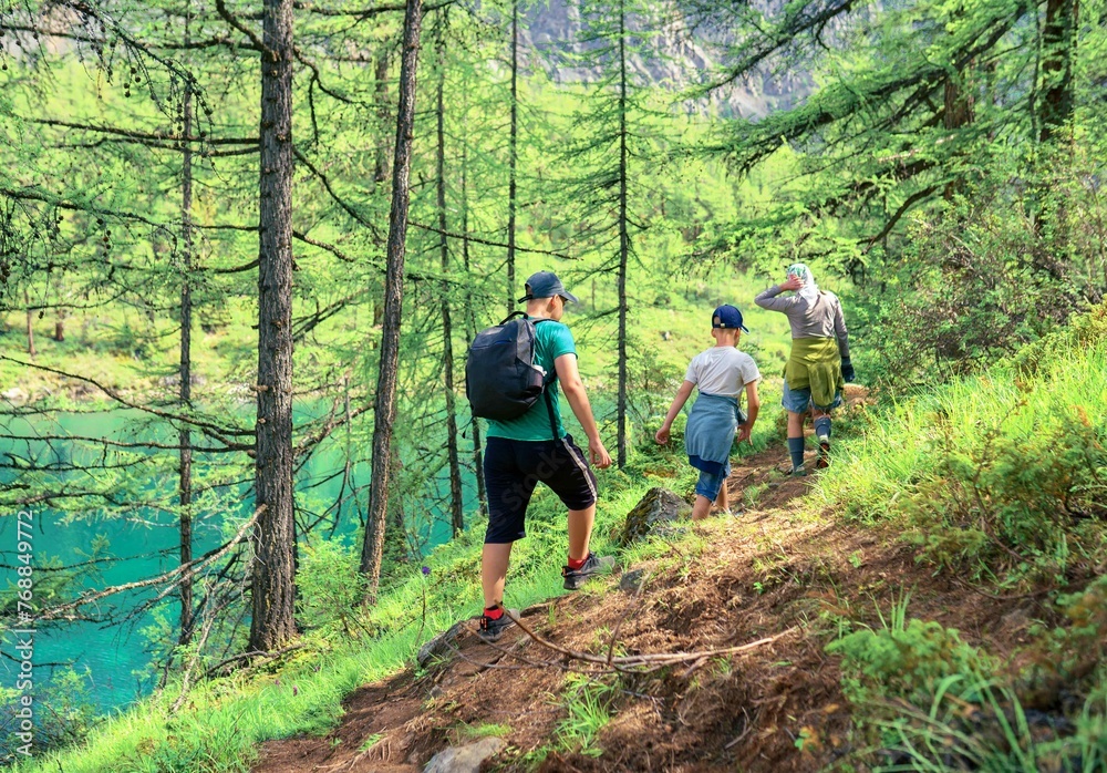 hiking in the woods