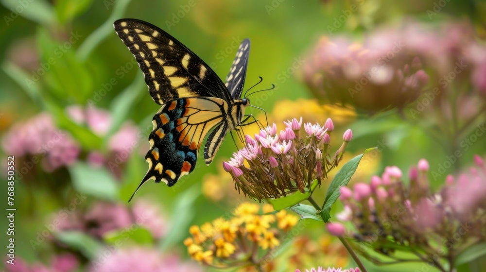 Yellow and Black Butterfly on Flower