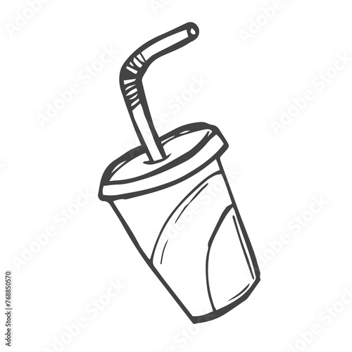 Doodle soda drink in cup vector illustration