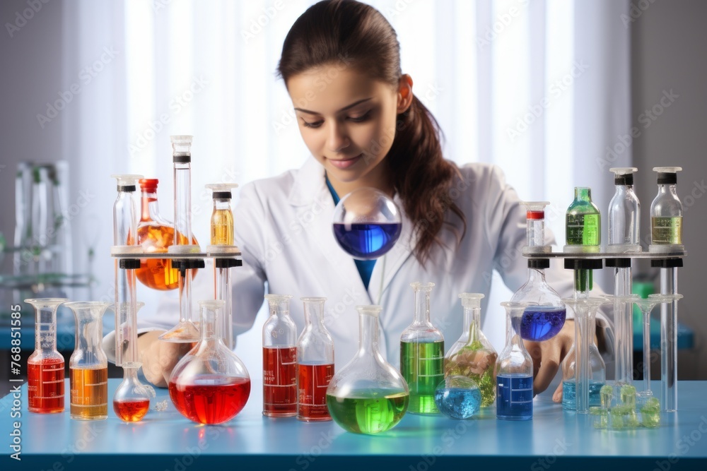 Young female scientist working in a laboratory Young female scientist working in a laboratory