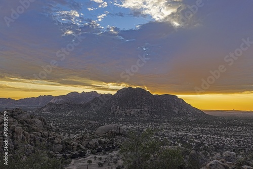 Panoramic picture of Damaraland in Namibia during sunset