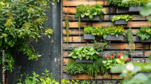 Wooden Pallet Overflowing With Various Plants