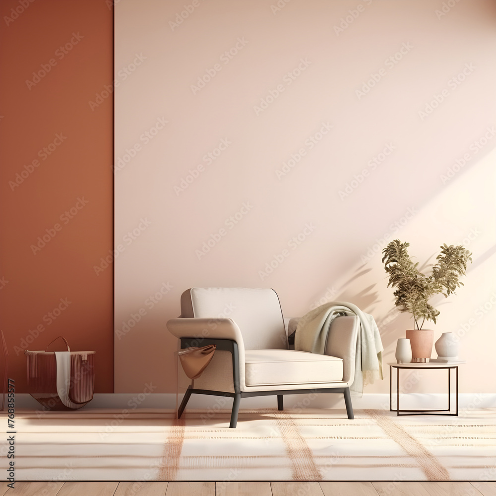 modern living room with armchair with cream wall color modern living room with armchair with cream wall color