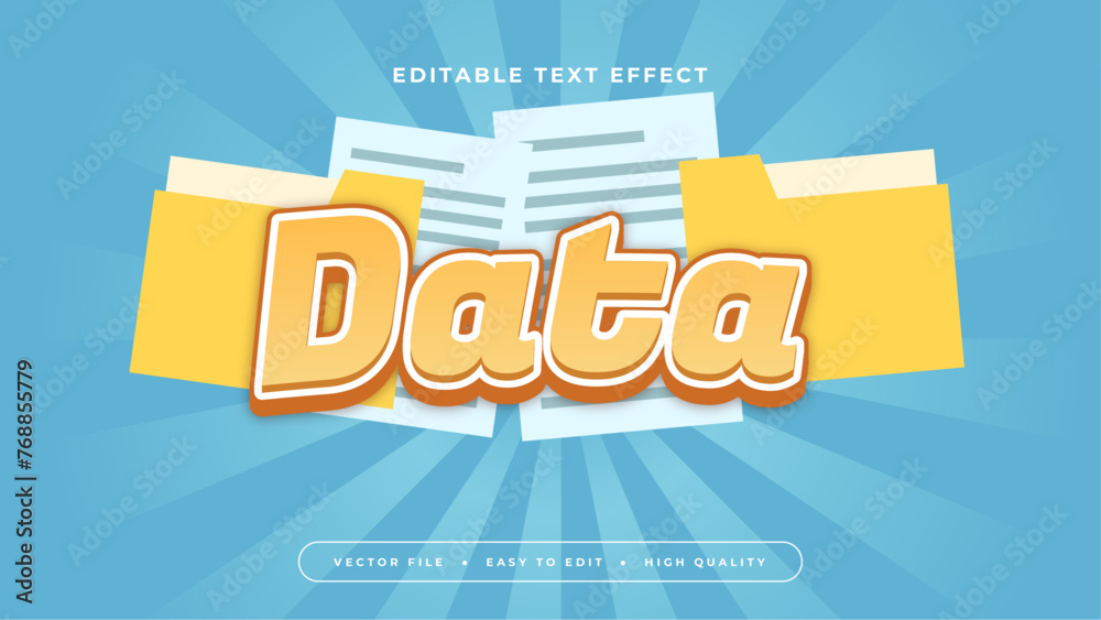 Blue yellow and white data 3d editable text effect - font style