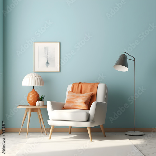 Sophisticated Living Room Armchair in Wall Mockup