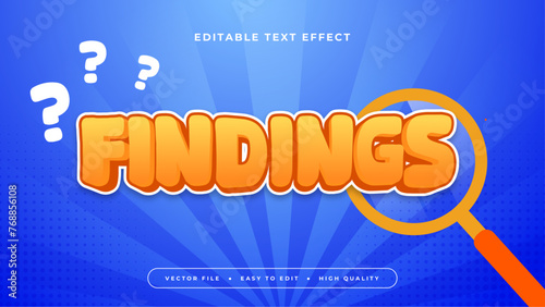 Blue white and orange findings 3d editable text effect - font style