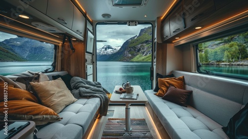 Home on Wheels: Inside their motorhome, the Smiths find all the comforts of home as they journey