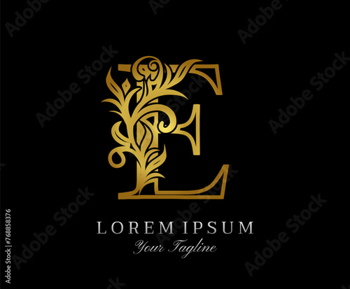 Luxury Golden E letter design. Classic Letter E Design Vector..