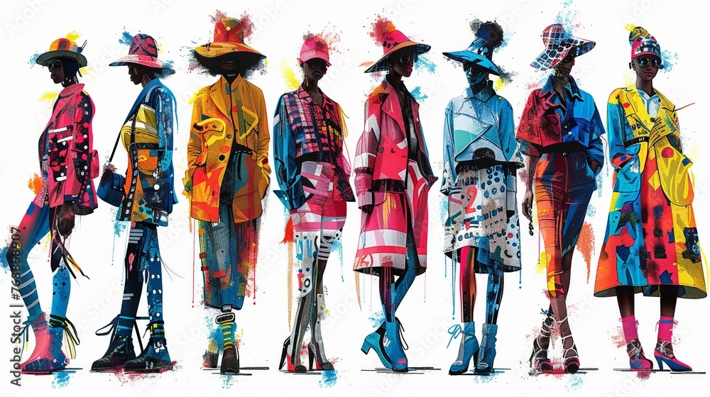 fashion illustration, avantgarde outfits, bold and experimental styles