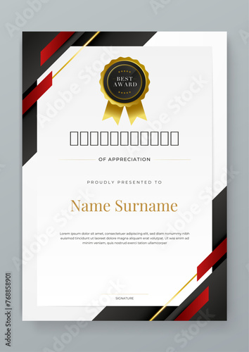 Colorful vector modern luxury certificate corporate template design. For appreciation, achievement, awards, education, competition, diploma template
