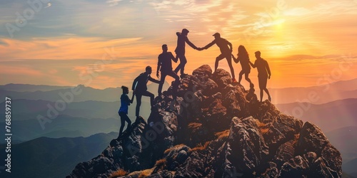 The Power of Partnership: At the pinnacle of their journey, the businesspersons celebrate the strength of their partnerships. Through collaboration photo