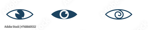 Print Set eye icons, vision blue signs – vector