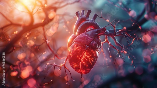 Vivid anatomical rendering of cardiac system with dynamic backlight