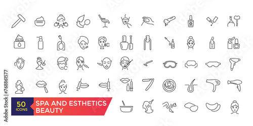 Spa and Esthetics Icon set. Wellness, relaxation, health, exercise, spa, diet, wellbeing, icon set collection.