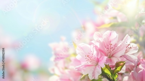 Blooming pink flowers under a radiant sun  symbolizing the freshness of spring