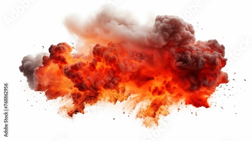 Dramatic Image of a Red and Orange Fiery Explosion with Smoke
