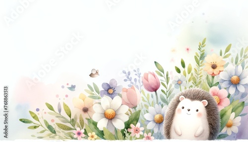 Whimsical Hedgehog and Floral Wonderland