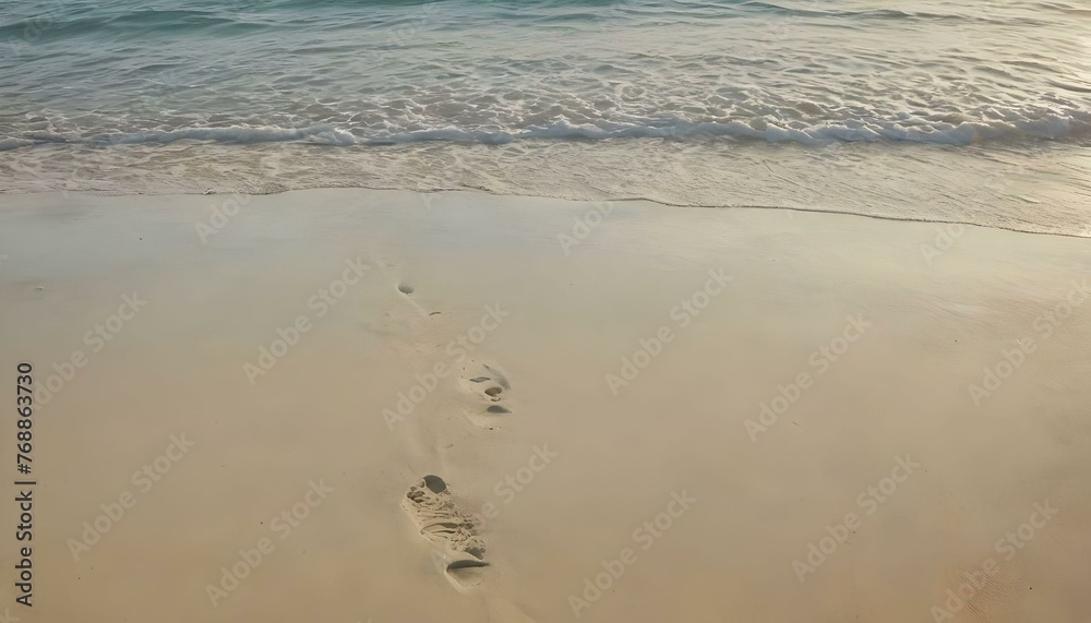 Beach with a human footprint in the sand Beach with a human footprint in the sand