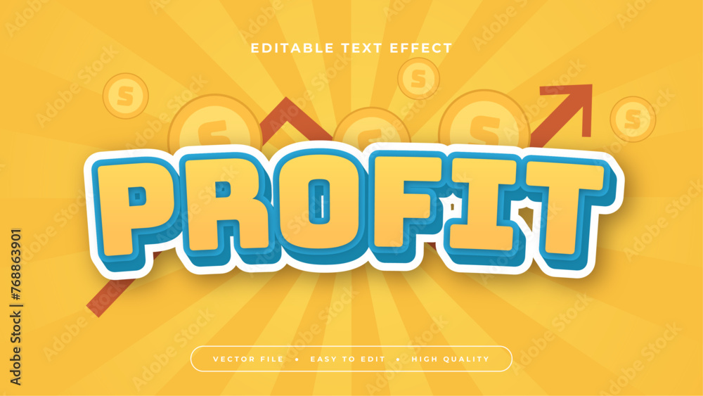 Orange blue and white profit 3d editable text effect - font style