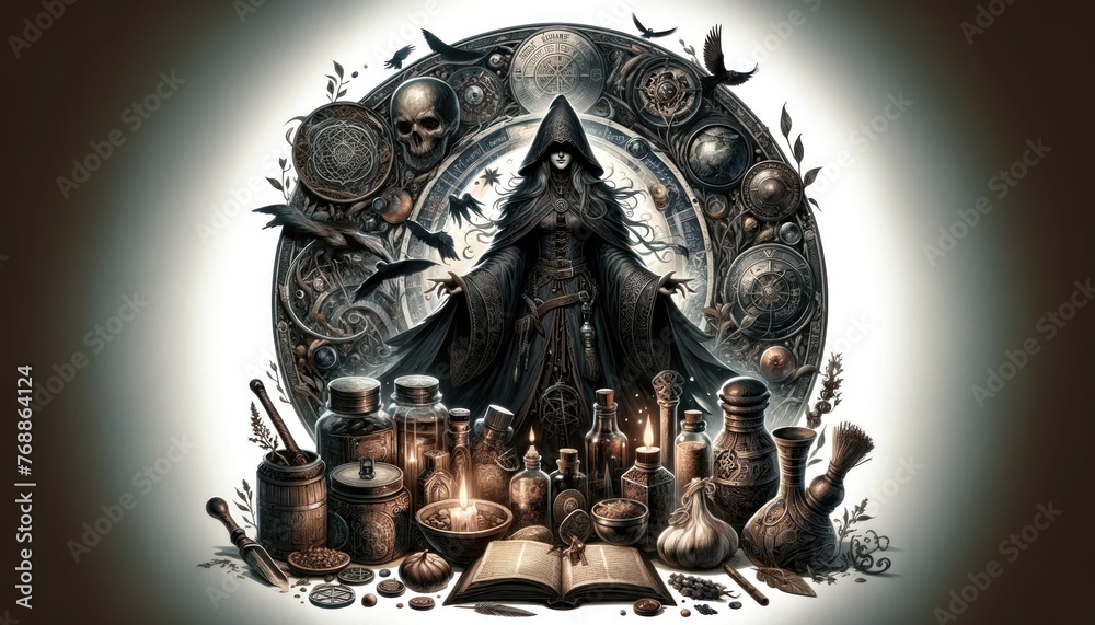 The Mystic's Alchemy Lab: A Detailed Illustration of Magical Practice
