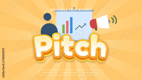 Orange white and blue pitch 3d editable text effect - font style