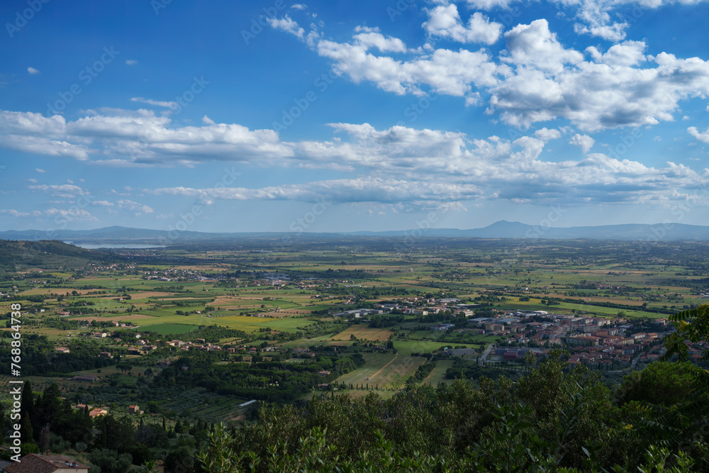 Panoramic view from Cortona, Italy, at summer Panoramic view from Cortona, Italy, at summer