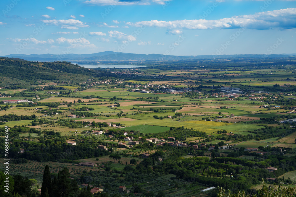 Panoramic view from Cortona, Italy, at summer Panoramic view from Cortona, Italy, at summer