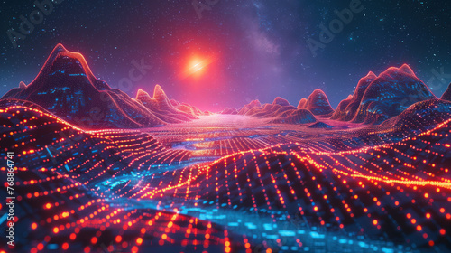 Fractal Wave of Light: A Dynamic Composition in Cyberspace photo